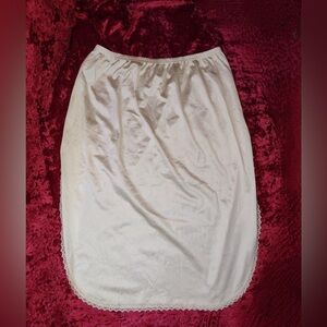 VTG 90s Black Satin Midi Slip Skirt Side Slit High Waisted Minimalist